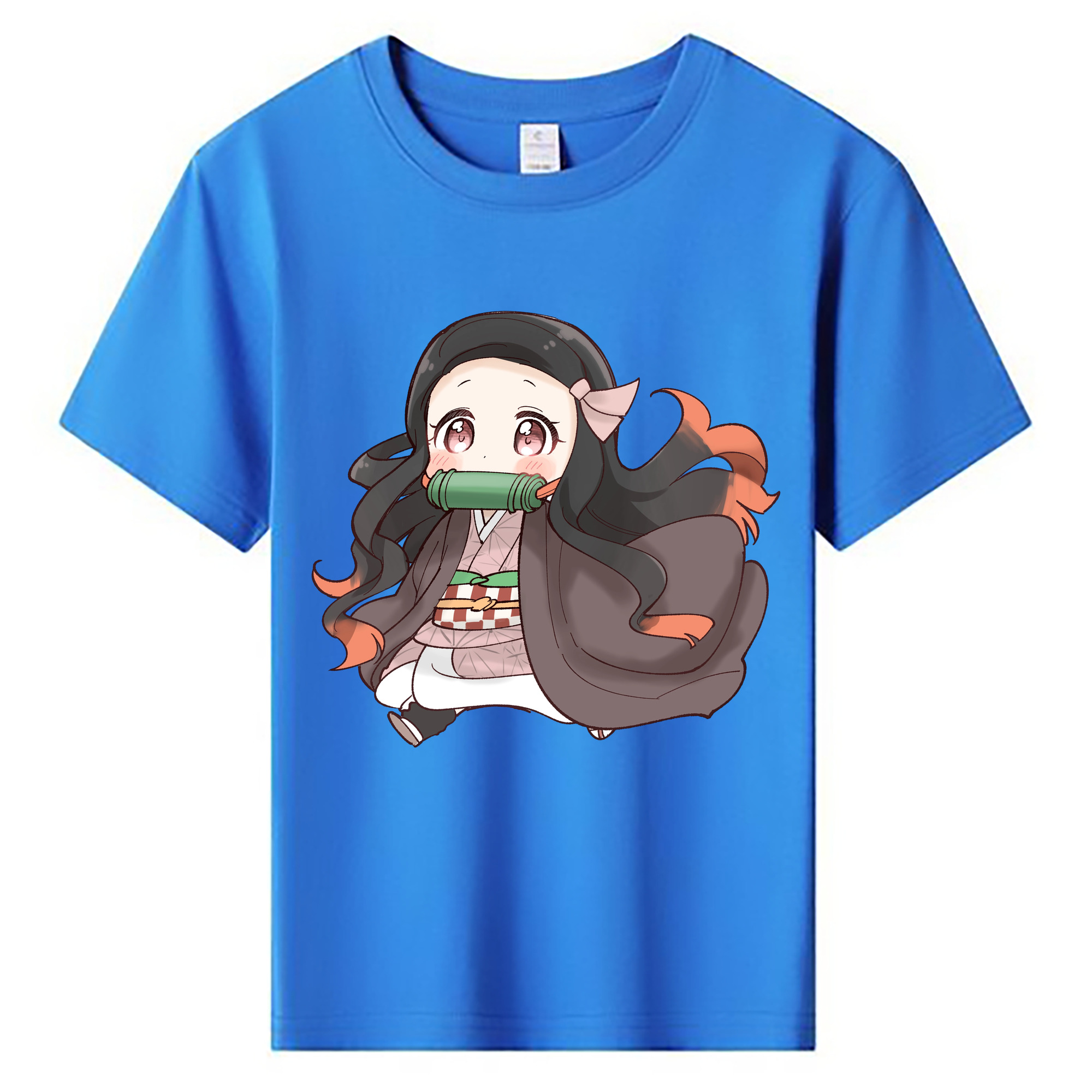 （画像用） 鬼滅の刃（きめつのやいば）竈門 禰󠄀豆子／かまど ねずこ Kamado Nezuko 綿100％キッズTシャツ（フロントプリント）